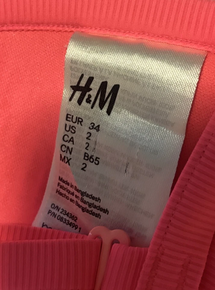 Top de bikini push up rosa de H&M con correas ajustables para mujer triángulo talla 2 Foto 4 de 4