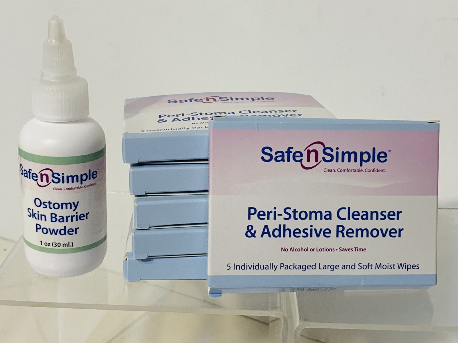 6 Boxes Safe n Simple Peri-Stoma Cleanser 6BX/5EA 2024/12 & Stoma Powder