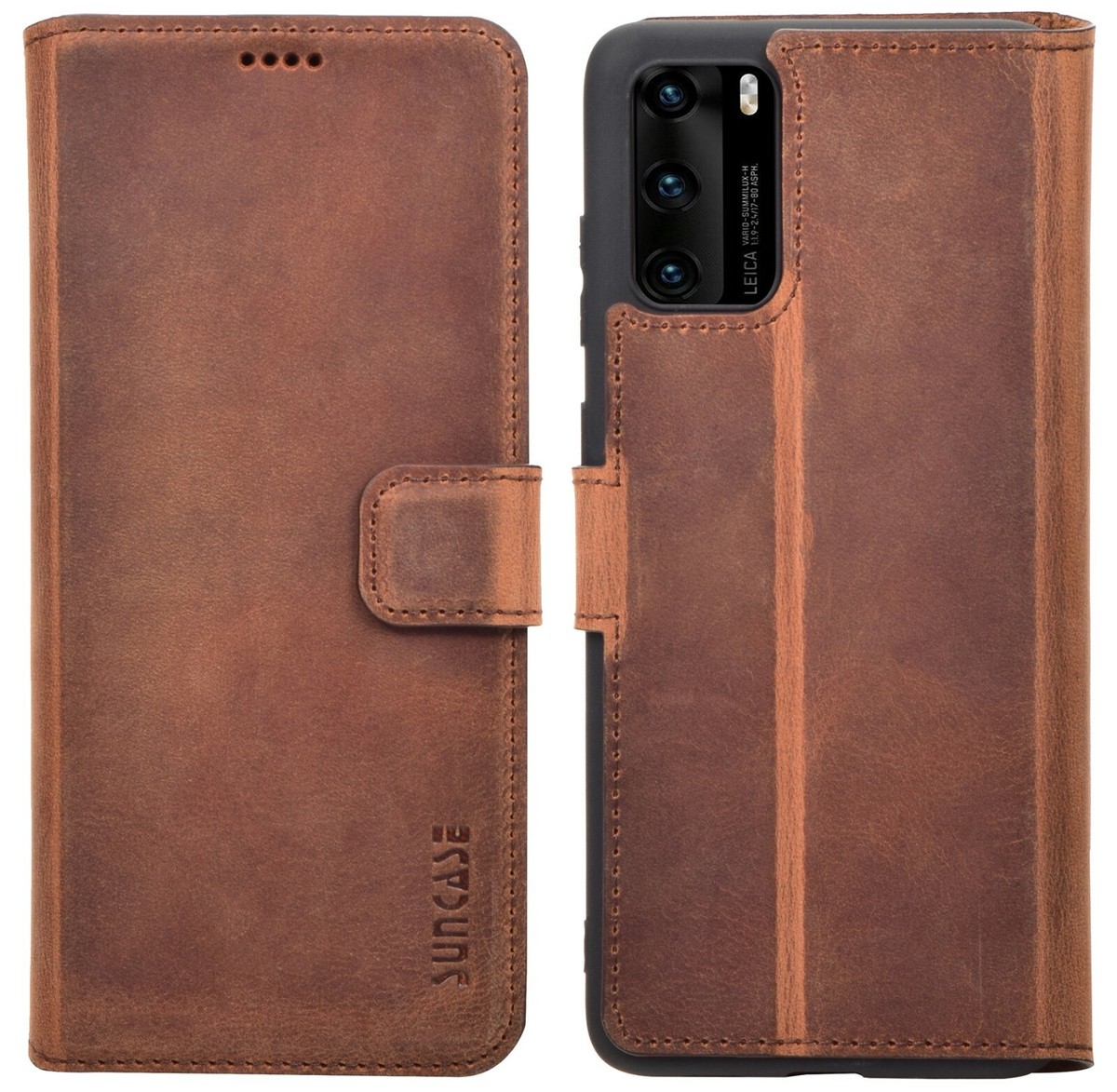 Suncase - Custodia in vera pelle per Huawei P40, edizione