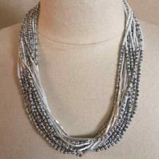White silver beaded necklace