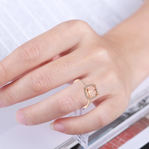 Cushion 7x7mm Si/h Diamonds Semi Mount Ring Special Present Solid 14k Rose Gold - Picture 6 of 9