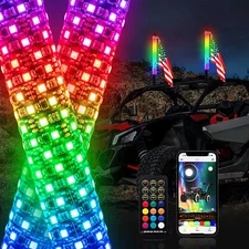 WEISEN 2FT Spiral LED Fat Whip Light RGB Chasing Antenna Lighted For UTV ATV SUV