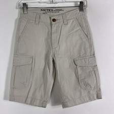 Nautica Sailing Shorts Youth Boys Size 12 Bermuda Khaki Cargo Cotton Outdoor Tan