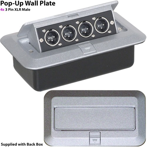 PRO Quad XLR Male Pop Up Wall Floor Plate & Back Box 3 Pin Amp Speaker Outlet - 第 12/12 張圖片