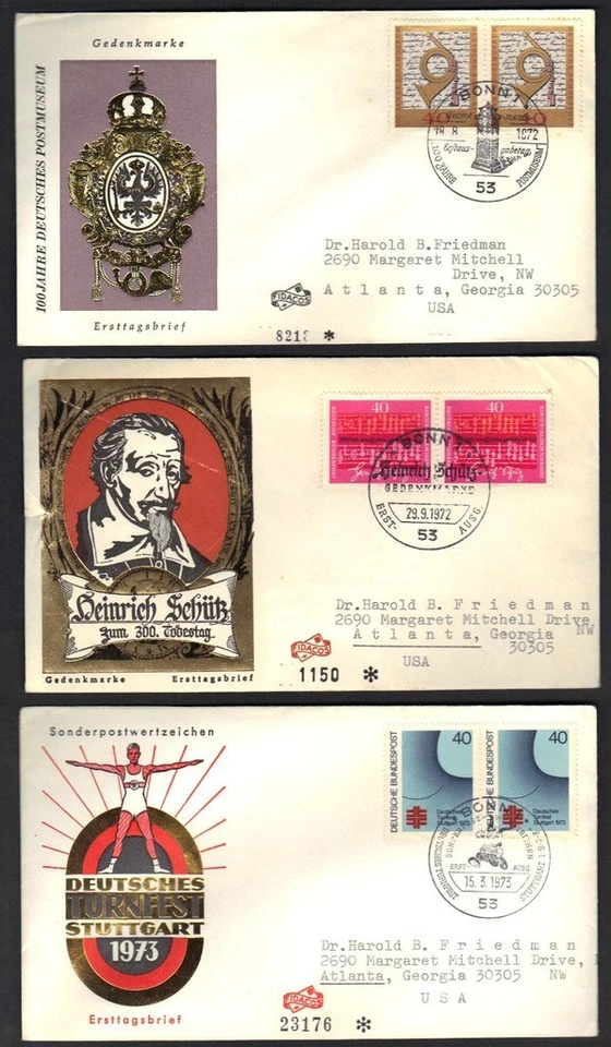 GERMANY 1970s COLL OF 19 FDC ALL DIFF W/CACHETS ADD ADDRESSED TO US DESTINATIONS - Image 3 of 4