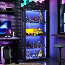 Vitrine mit LED Beleuchtung Glasvitrine Vitrinenschrank Sammlervitrine 4-Lagen