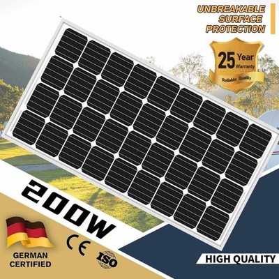 Mono 200W 12V Solarpanel Solarmodul Photovoltaikmodul Monokristalline PERC DE