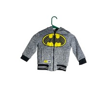 Batman Boys Gray Marl Faux Fur Lined Zip Up Jacket Size 4T Gotham Guardian
