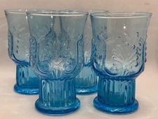 Versailles Aqua Blue by Global Amici 4 Highball Glasses Vintage Barware Kitchen