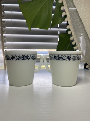 Vintage Pyrex Corning Old Town Blue Onion Milk Glass Coffee Mug #1410 #18