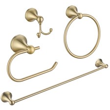 4 Piece Gold Bathroom Hardware Set - Brushed Gold Bathroom Accessories, 23.6 ...
