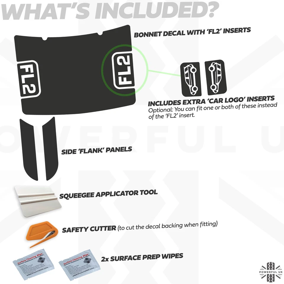 Kit adesivi decalcomania cofano per Land Rover Freelander 2 FL2 logo cofano grafica vinile - Immagine 2 di 3