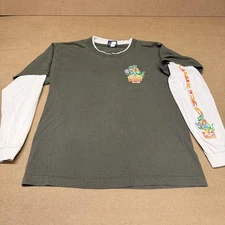 Vintage Gecko Hawaii Shirt Youth Large Green Long Sleeve Layered Graphic 90s