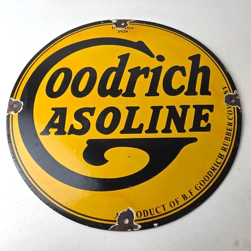 Vintage Goodrich Gasoline Porcelain Sign - Tires Auto Car Mechanic Gas Pump Sign
