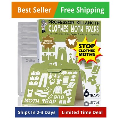 Clothes Moth Traps Pheromone Non Toxic Wardrobe Closet Protection 6 Pack
