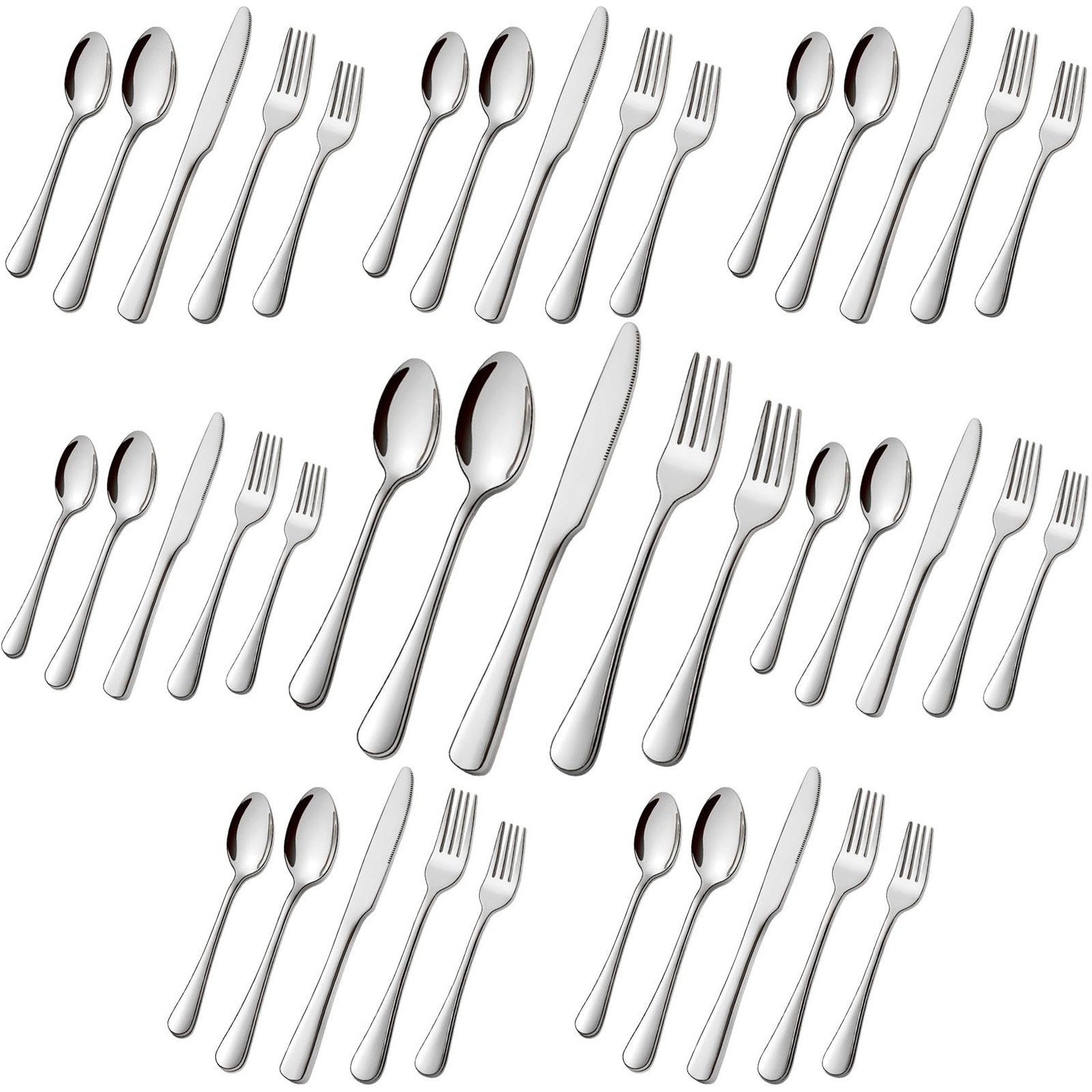Stainless Steel Flatware Set - Forks, Knives and Spoons for 