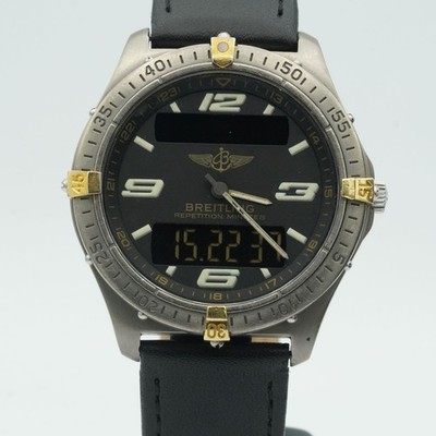 Breitling Aerospace Men's Watch Titan Quartz F556062 Top Condition BR607 Black