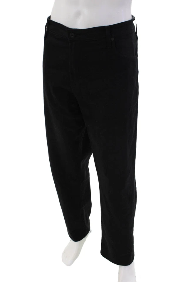 Pantalones de Jean AG Para Hombre Cinco Bolsillos Cierre de Botones Pierna Recta Negros Talla 40 Foto 2 de 4