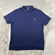 Polo Ralph Lauren Men's Polo Shirt XL Blue Solid White Pony Golf Preppy 3648