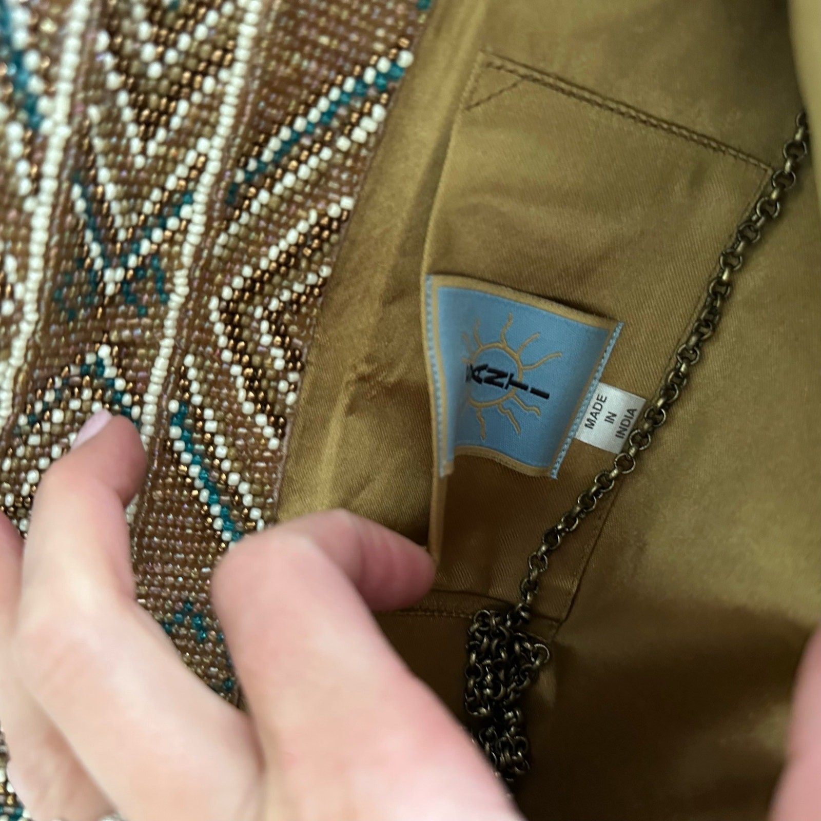 Santi Aztec Pattern Beaded Rectangle Shape Clutch… - image 4