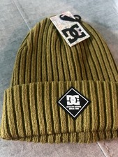 NWT New DC Men  s Women  s Ribbed Knit Cuffed Beanie Hat Olive Green One Size Cap