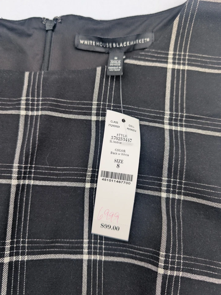 White House 黑色市场女式重量级弹力人造丝尼龙背心格子 8 全新带标签 — 第 2/4 张图片