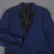 Paisley  Gray Tuxedo Mens 42R Blue Slim Fit Dot AOP Liner Jacket Blazer Stretch