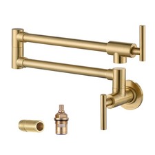 Pot Filler Faucet Brushed Gold, Solid Brass Pot Filler Wall Mount Kitchen Sto...