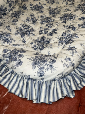 VTG Crown Crafts Double Bedding Set French Country Blue Floral Cottage Waverly