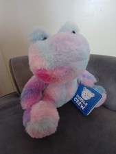 Cute and Cuddly soft toy frog, pastel blue and pink colour, 8 inches, new
