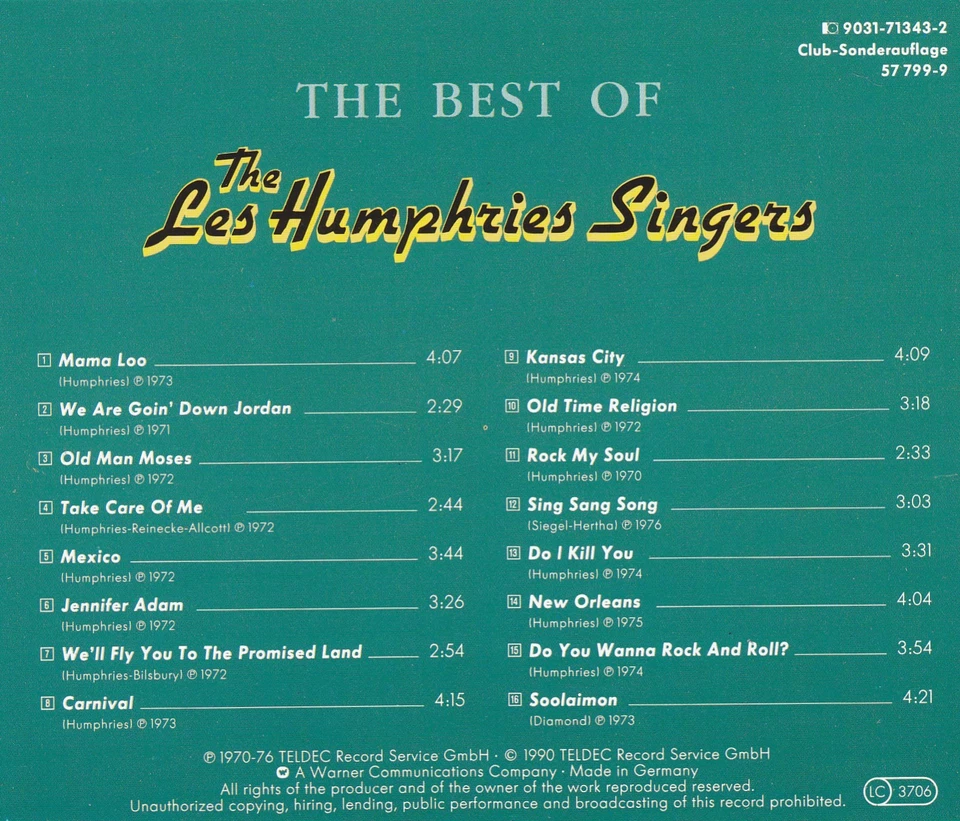 LES HUMPHRIES SINGERS - CD - THE BEST OF THE LES HUMPHRIES SINGERS - Bild 2 von 2