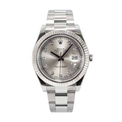 Rolex Datejust 41MM Fluted Oyster Silver Diamond Dial Steel Wrist Watch