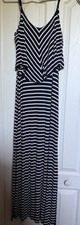 Woeeino Black & White Sleeveless Summer Maxi Dress V-Neck  Sz M