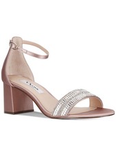 NINA Womens Pink Embellished Elenora Round Toe Block Heel Buckle Sandals 5.5 M