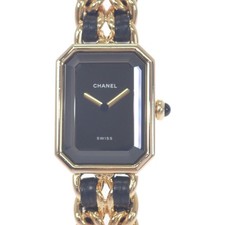 CHANEL H0001 S Watches Gold Plated/leather Women blackDial