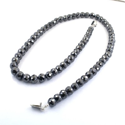Certified 8mm Natural Black Diamond Necklace For Wedding Gift 925 Silver 18 Inch
