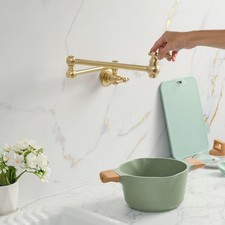 Unlacquered Brass Pot Filler, Vintage Wall Mount Kitchen Stove Faucet, Retro Tap