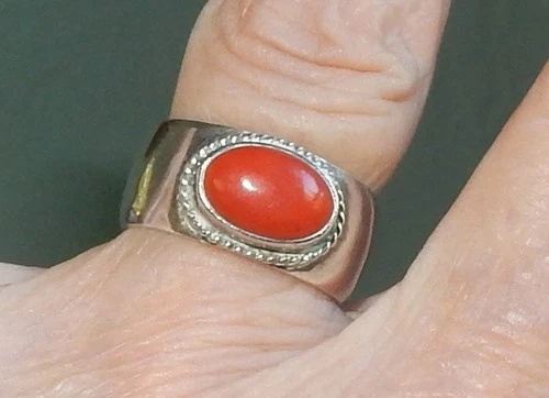Vintage Durango Silver Co Silver Ring with Red Stone, Size 10