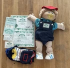 Vintage  Cabbage Patch Boy Doll 1985, Brown hair, blue eyes, adoption paper