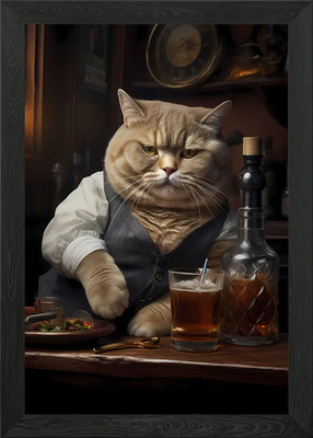 Fat Cat Bier Pub Bar Getränk gerahmtes Wandbild Poster Leinwanddruck Bild
