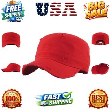 Vintage Distressed Cadet Army Cap Basic Everyday Military Style Hat