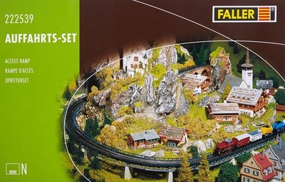 FALLER Auffahrts-Set Modellbausatz mit 75 Einzelteilen R1=193 mm I Modelleisenba
