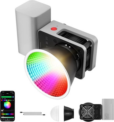 Zhiyun Cinepeer CX50 RGB Full Color 50W LED Video COB Light 2700K-6500K Battery
