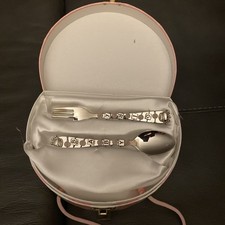 MUD PIE Little Princess Pink Beaded Spoon  Fork Set  BABY GIRL  New In Box