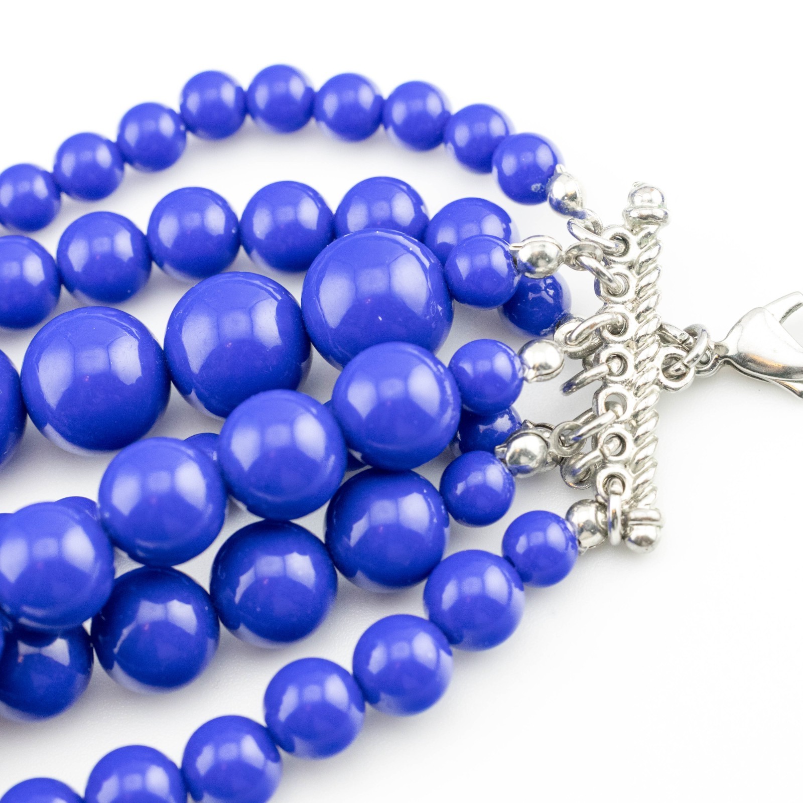 Multi-Strand Statement Necklace Blue Acrylic Bead… - image 9