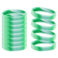 Color Pattern Rubber Bracelets, Silicone Wristbands 12 Pcs  Mixed Green White