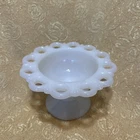 Vintage Anchor Hocking LACE EDGE Milk Glass Compote Pedestal Dish 5" BOWL