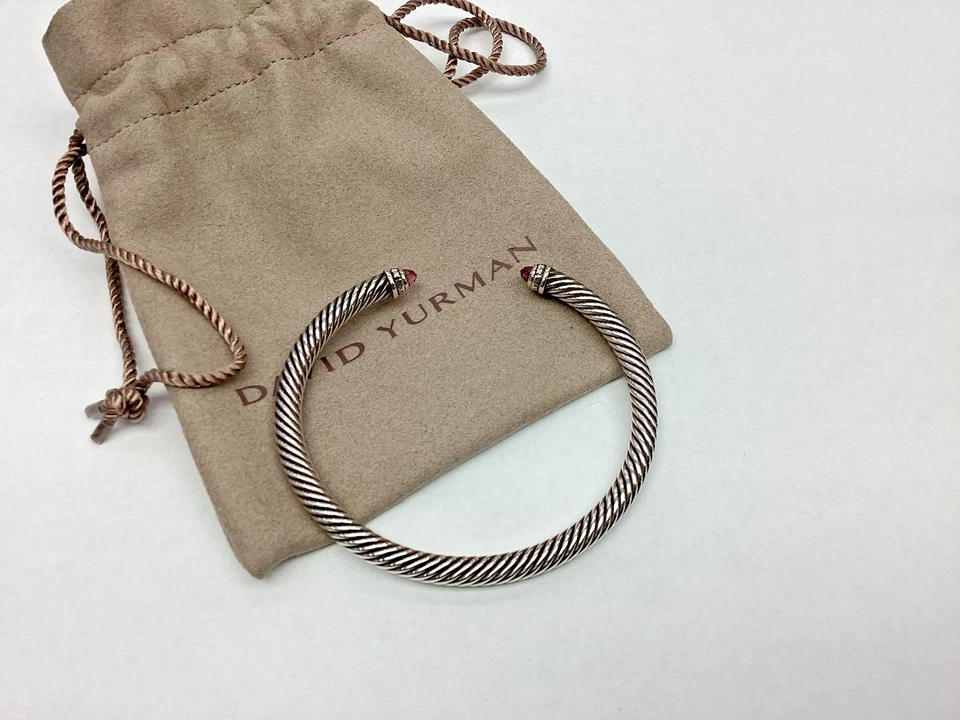 Pulsera David Yurman Cable Plata de Ley con Morganita y Diamantes 5mm Foto 3 de 4