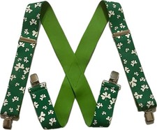 Happy St. Patrick  s Day Shamrock adjustable suspenders 36.5  Fun,Party,Green