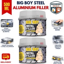 2 x Big Boy Ultra Tough Metal Body Filler Repair Steel Aluminium & Zinc 250ml